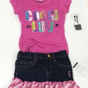 Coogi Luv Cotton top and denim skirt 2 piece set
